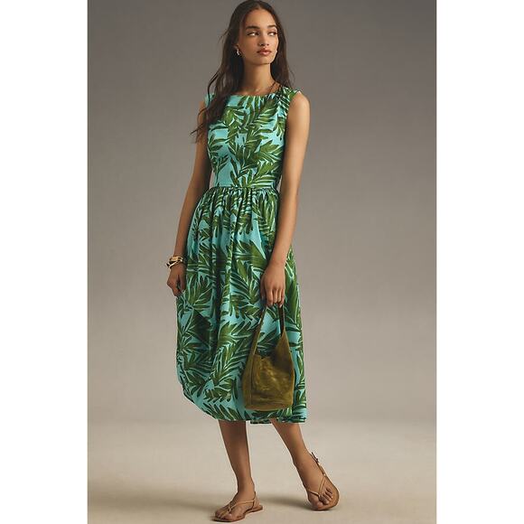 NWT Anthropologie Corey Lynn Calter Boat-Neck A-Line Midi Dress $258 MEDIUM
